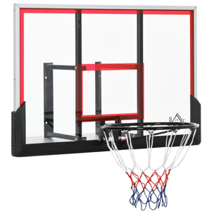 Panier de basket-ball mural avec ressort - panneau de basket à accrocher - visserie incluse - acier PC rouge noir