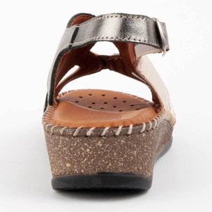 Sandalia De Cuña - Beige - Altura: 4 Cm