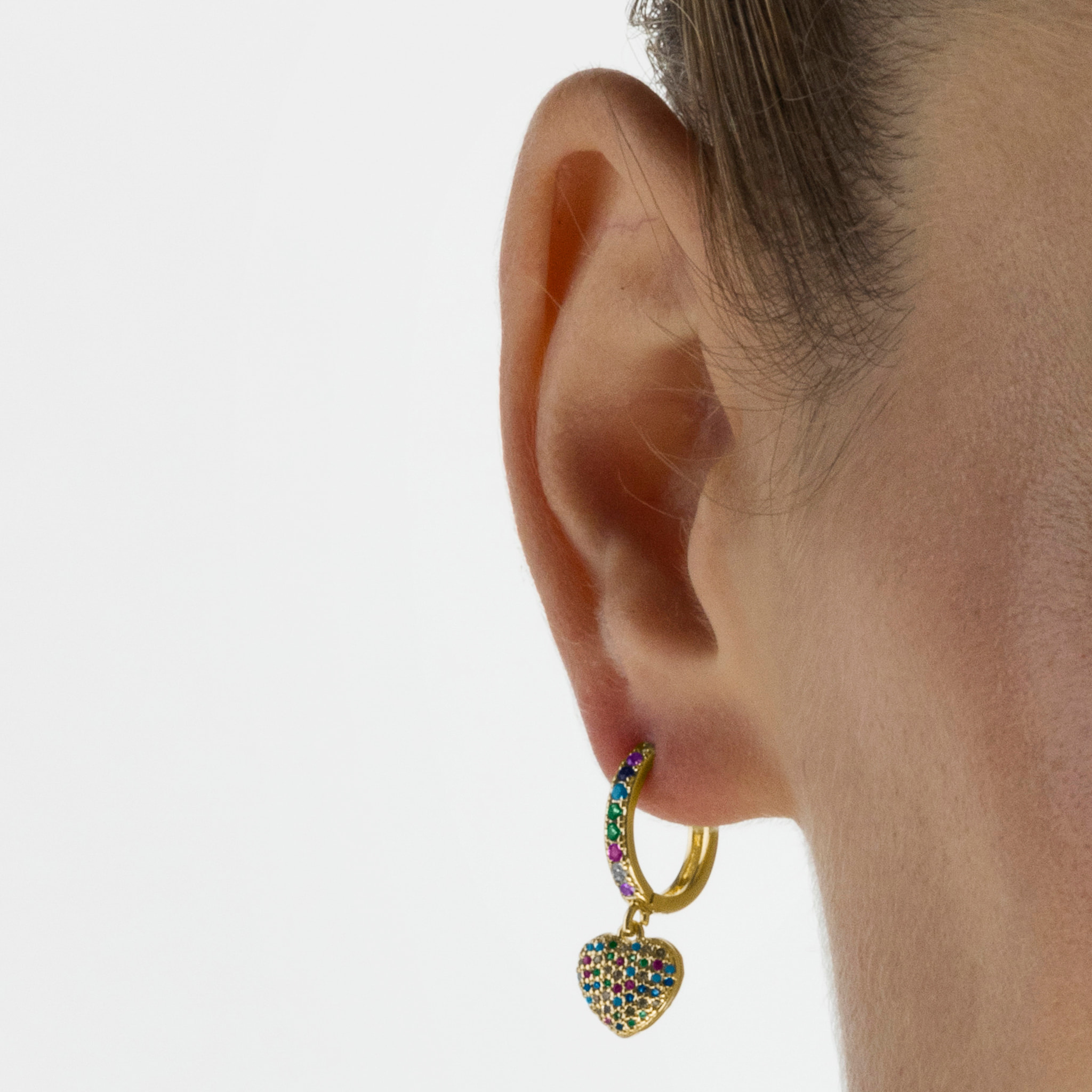 Pendientes de Circonita Multicolor acabados en oro amarillo de 18k