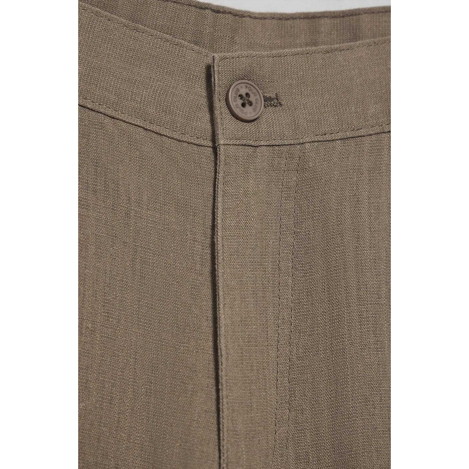 Pantalón color taupe Deia de algodón y lino con detalles Polo Club