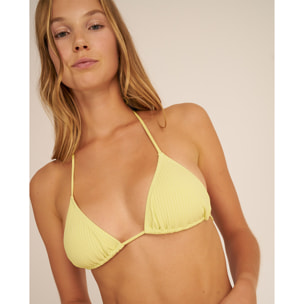Top de bikini triángulo cortina en tejido con textura