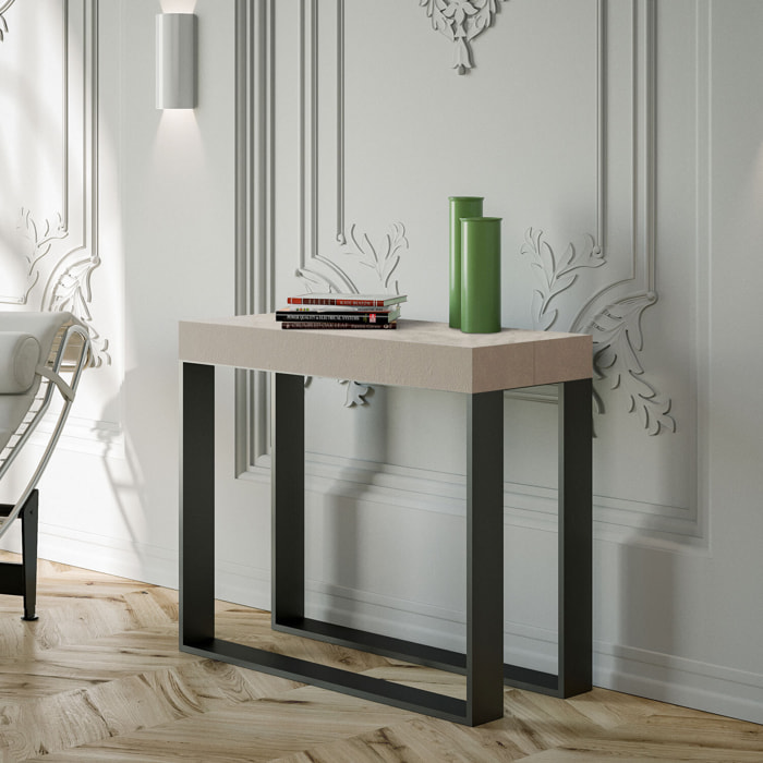 Consolle allungabile 90x40/300 cm Elettra Cashmere telaio Antracite
