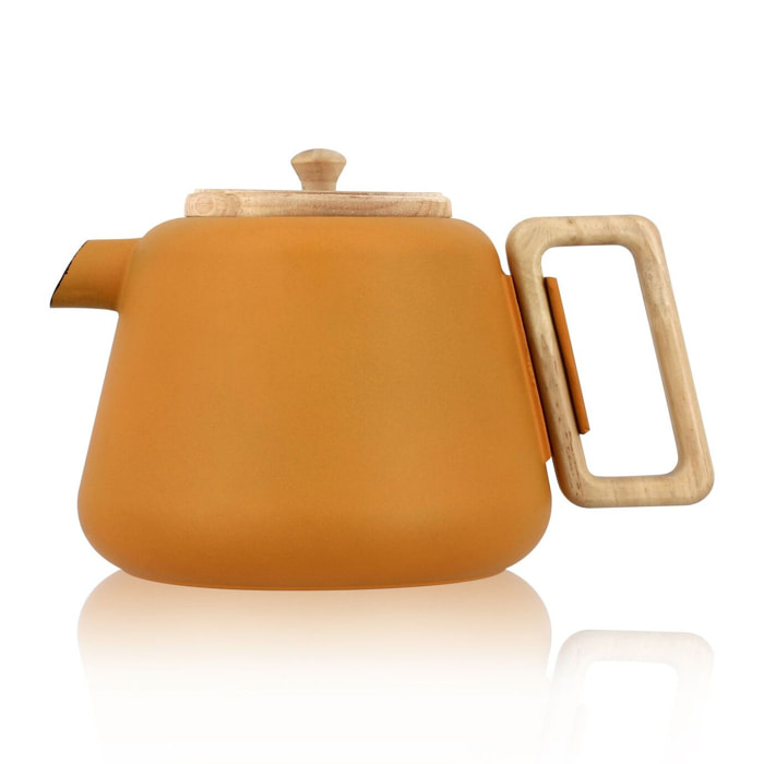 Théière en fonte jaune avec couvercle en bois 500ml VIGGO
