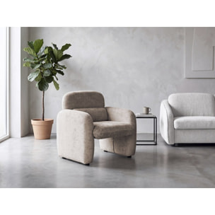 Fauteuil lounge en tissu chiné "Cozmo" - 78 x 79 x 77 cm - Beige