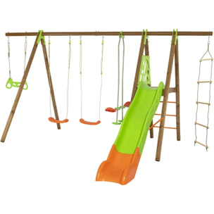 Balançoire en bois poutre métal 2,30 m Techwood Premium OCTAVO - 8 enfants