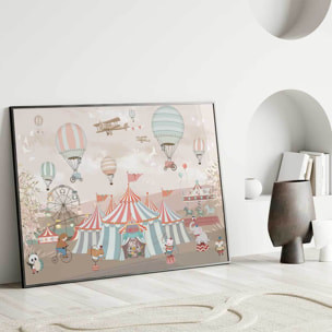 Affiche encadrée fête foraine cirque rétro Affiche + cadre en métal - Noir