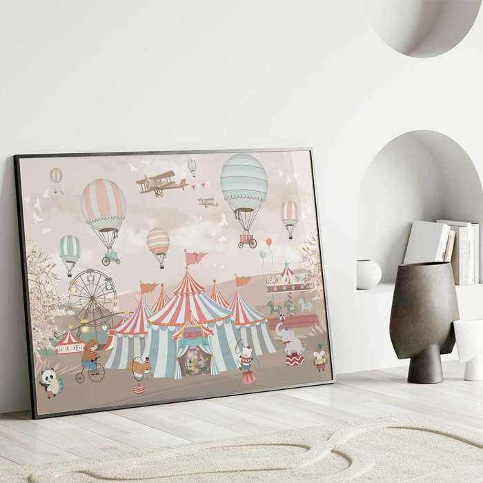 Affiche encadrée fête foraine cirque rétro Affiche + cadre en métal - Noir