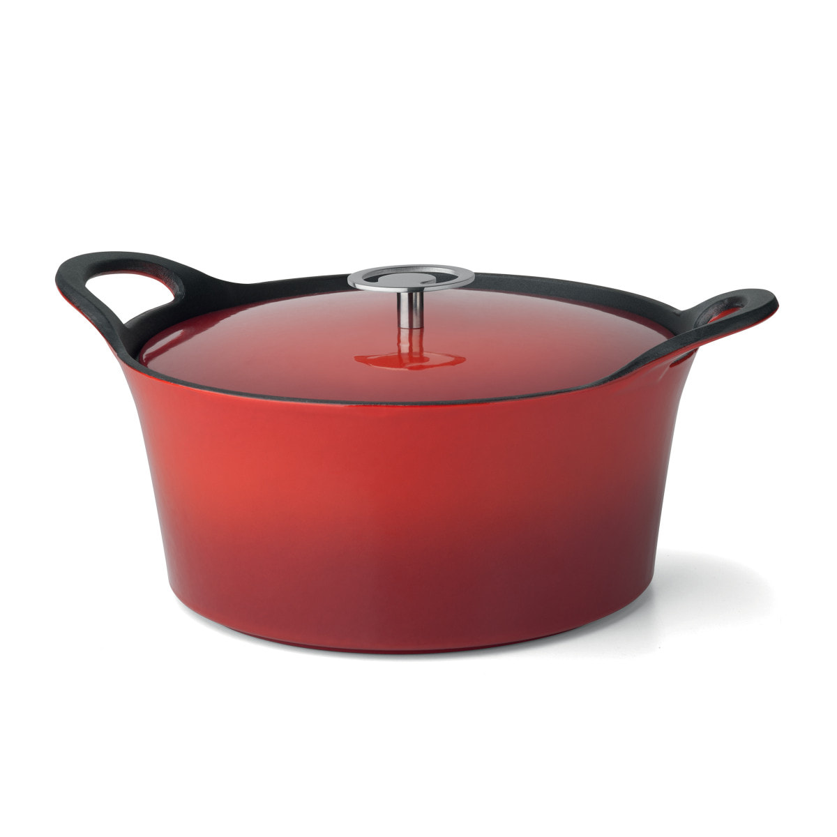 Volcan - Cocotte redonda 20 cm de fundición de hierro rojo con tapa