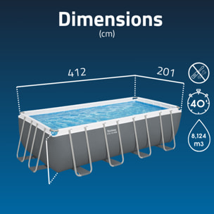 Bestway Piscine hors sol tubulaire rectangulaire Bestway Steel Pro MAX 412 x 201 x 122 cm gris