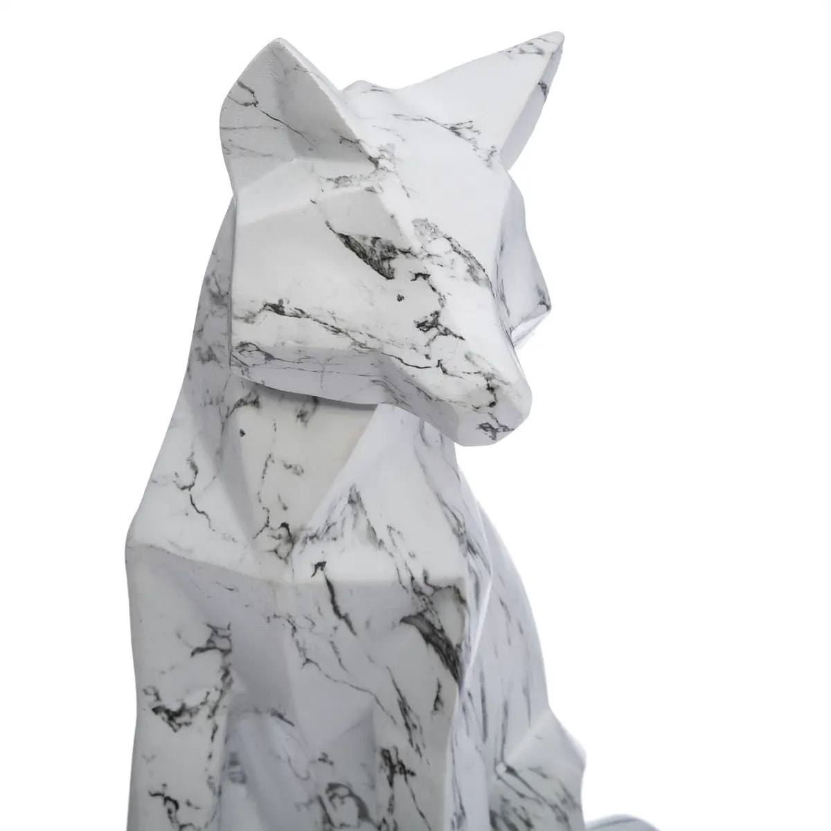 Statuette renard - résine - blanc - H25 - 5 cm