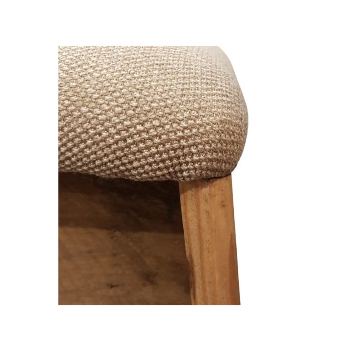 Tabouret trapèze en bois de pin recyclé & tissu beige - ORIGIN