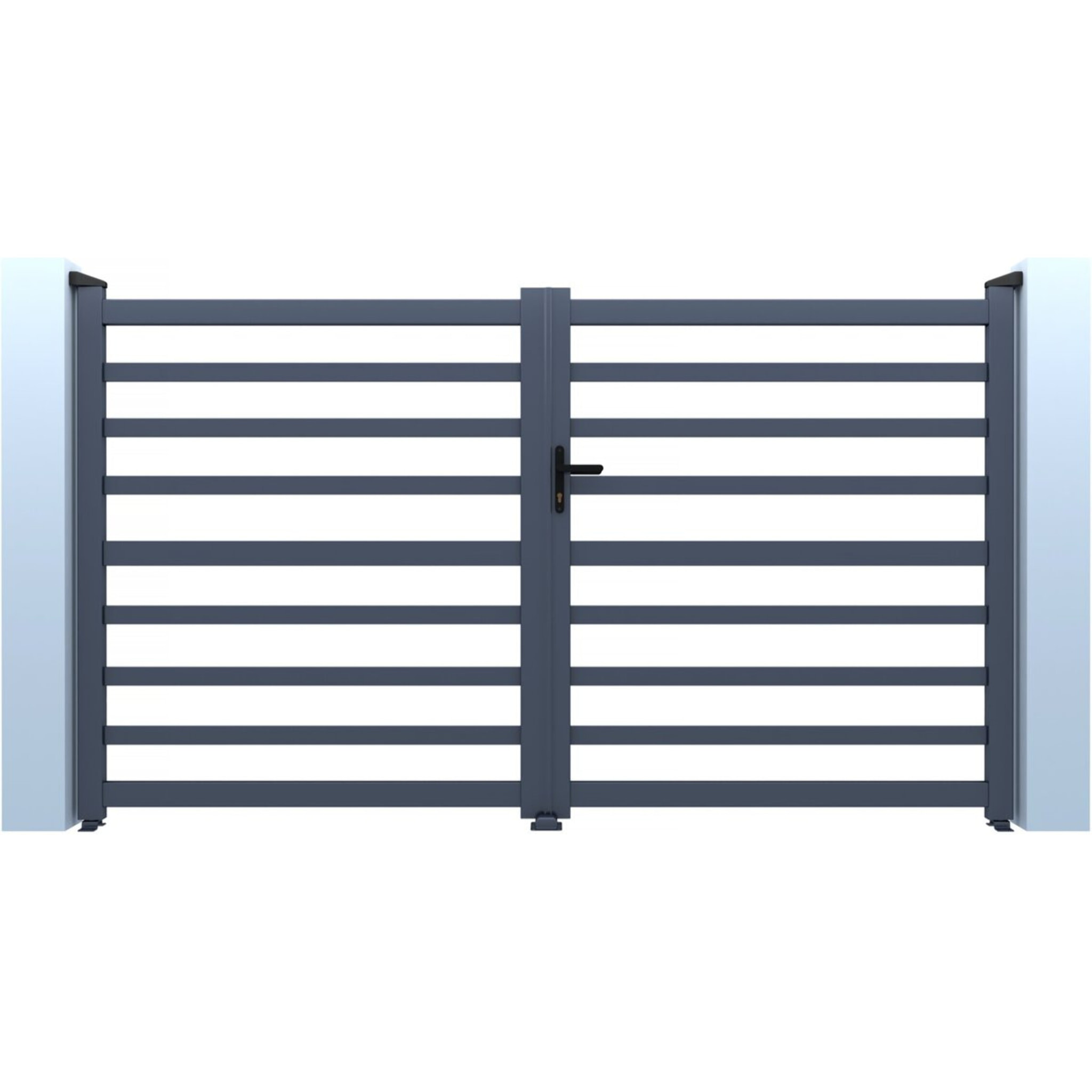 Portail aluminium ajouré "Martin" - 300 x 140 cm - Gris