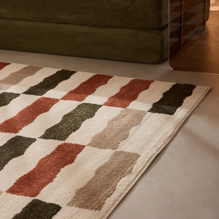 SANTAL - Tapis de salon multicolore à rayures