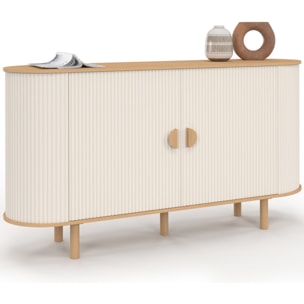 Buffet Kanel 2 portes beige effet cannelé 140cm