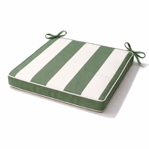 Galette de chaise imperméable déhoussable à rayures ARCACHON - Vert Olive