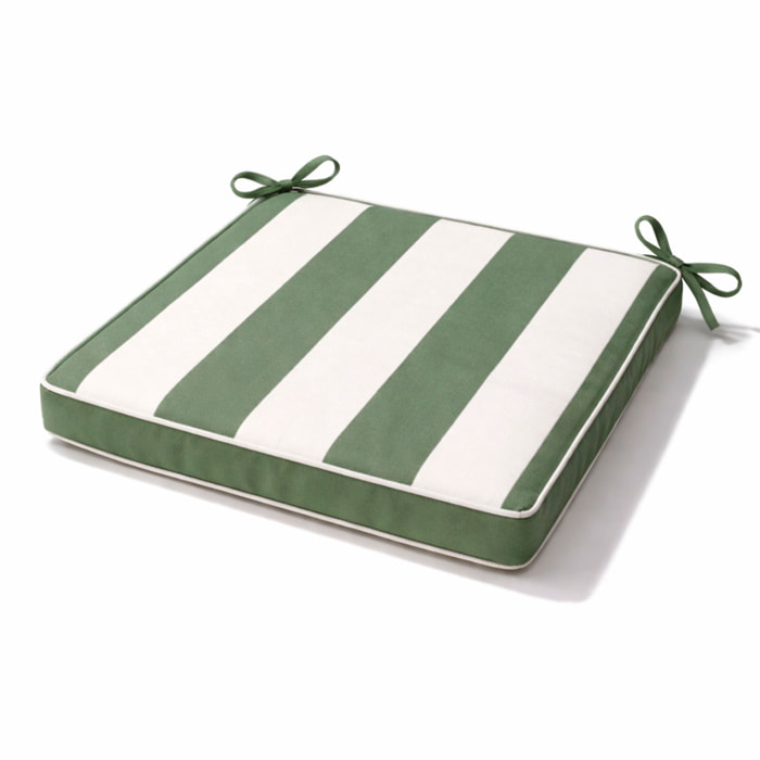 Galette de chaise imperméable déhoussable à rayures ARCACHON - Vert Olive