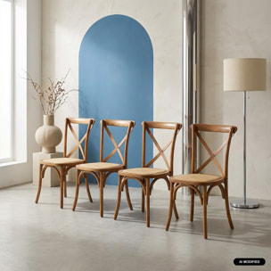 Chaise de bistrot vintage bois (lot de 4) BELLEVILLE