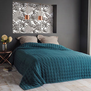 Jeté de lit matelassé et uni - Bleu