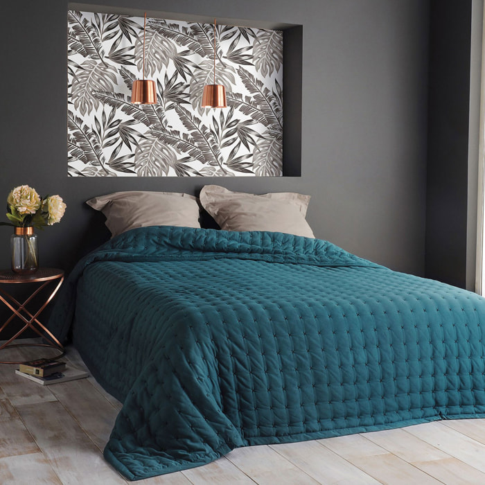 Jeté de lit matelassé et uni - Bleu