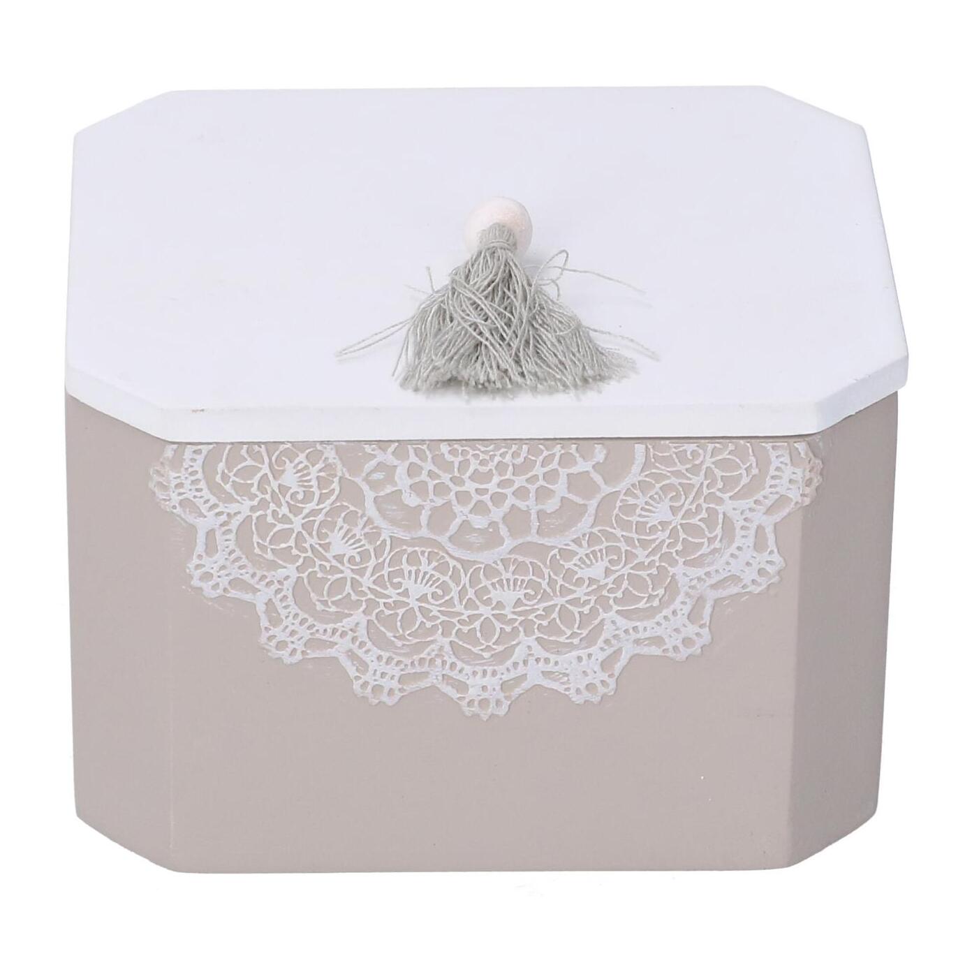 Scatola in legno bianco mandala rettangolare cm8x9,5h6,5