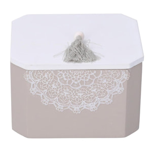 Scatola in legno bianco mandala rettangolare cm8x9,5h6,5