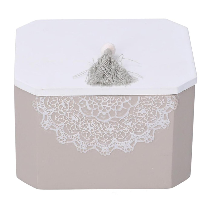 Scatola in legno bianco mandala rettangolare cm8x9,5h6,5