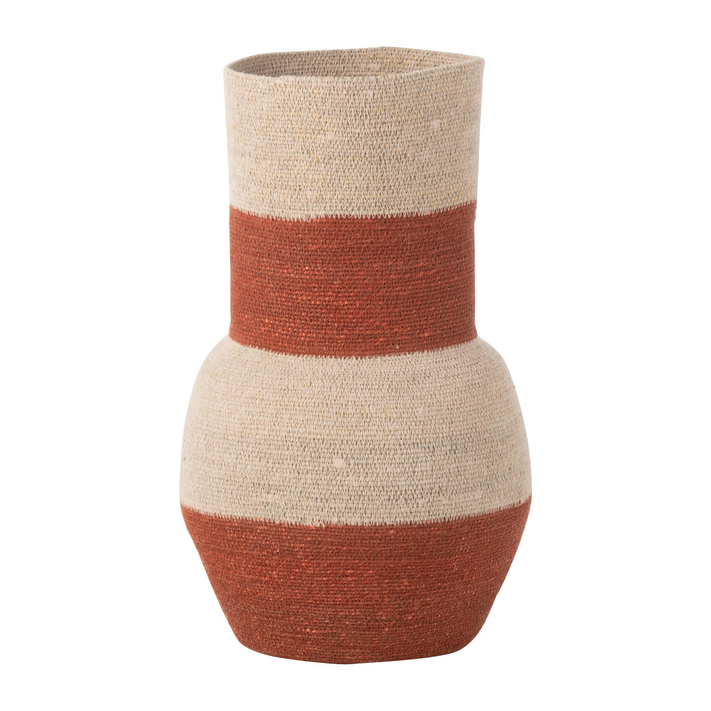 J-Line vase Rayures - jonc de mer - naturel/terracotta - 52 cm de hauteur