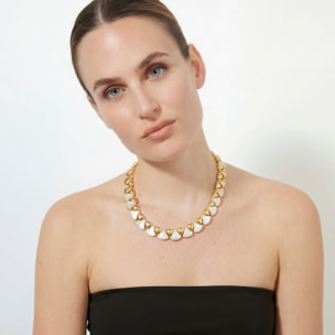 Collar de Madreperla Blanca acabado en oro amarillo de 18k
