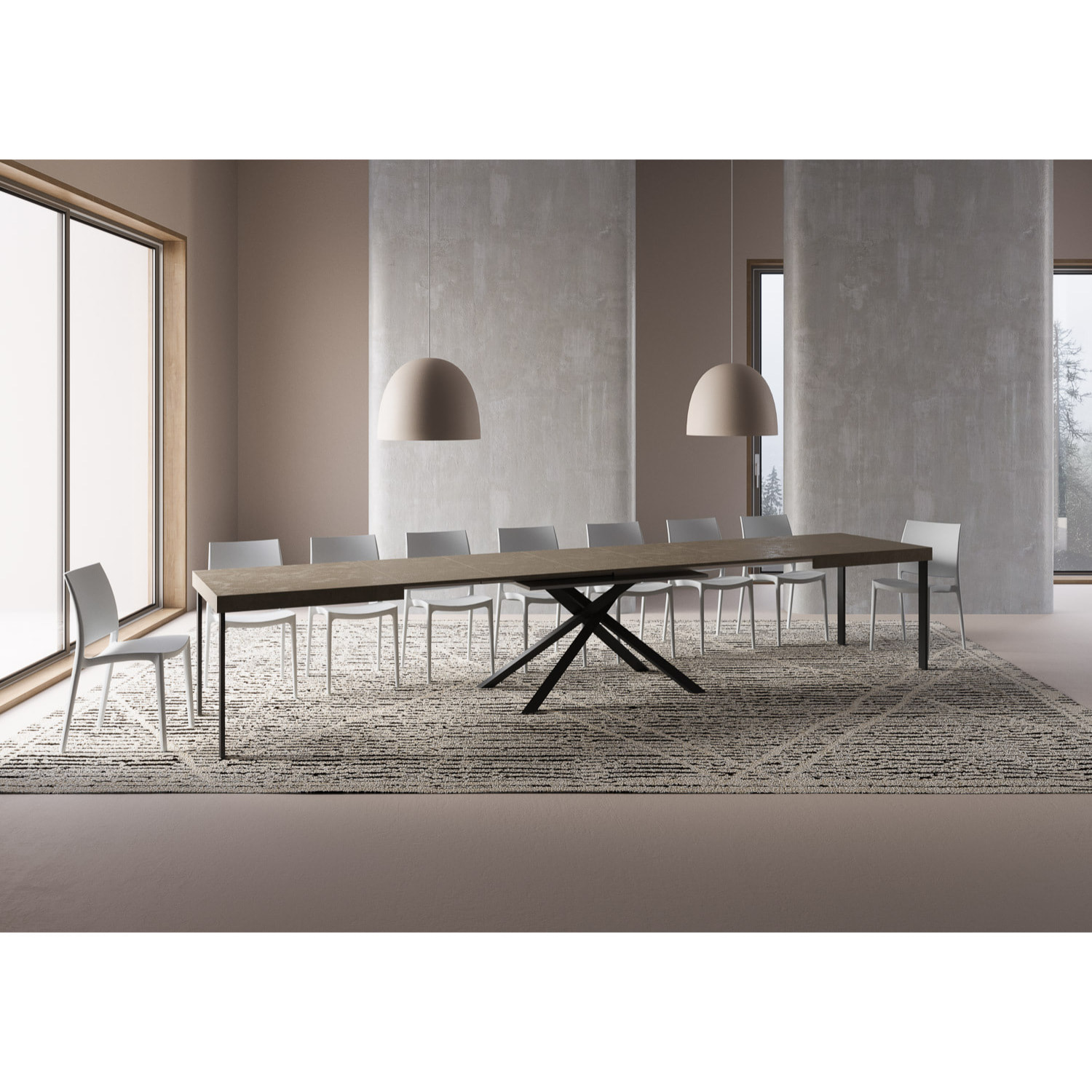 Mesa extensible 90x180/440 cm Karida gris paloma patas antracita