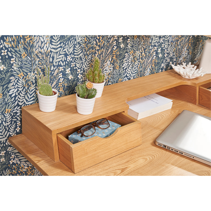 Bureau avec rangements bois clair L120 cm PULITO