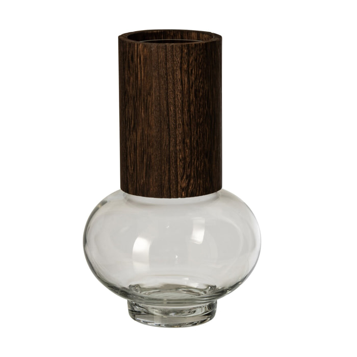 J-Line vase Jim - verre - marron foncé/transparent - large