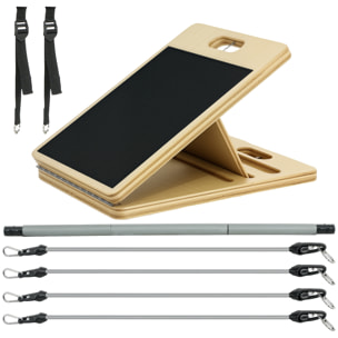 Kit de Barra de Pilates Kit de Pilates con 6 Bandas Elásticas Tabla Inclinada Ajustable para Entrenamiento de Cuerpo Completo en Casa Gris