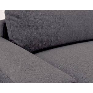 Tama - Canapé d'angle gauche 4 places convertible avec coffre en tissu - Gris