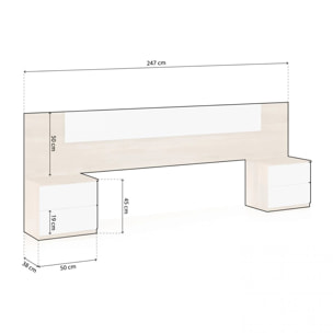 Cabecero con mesitas Akari Blanco Artik (Blanco Mate) - Roble Canadian