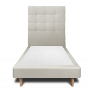 Lit avec tête de lit capitonnée velours et sommier tapissier Ep14