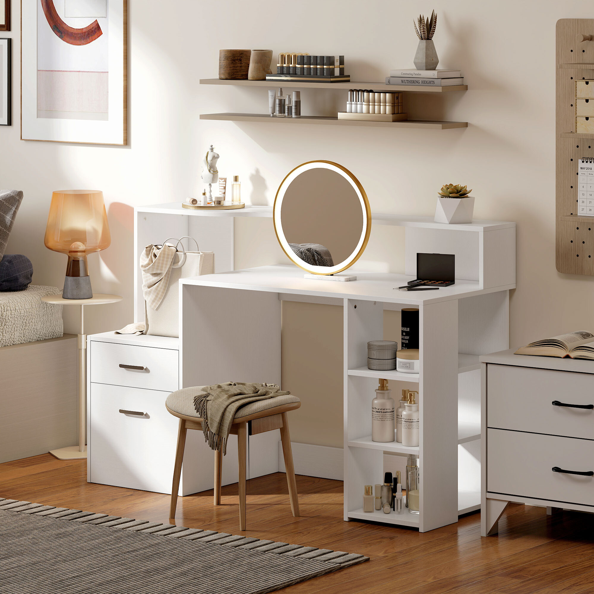 Bureau informatique multimédia design multi-rangement dim. 137 x 55 x 92 cm