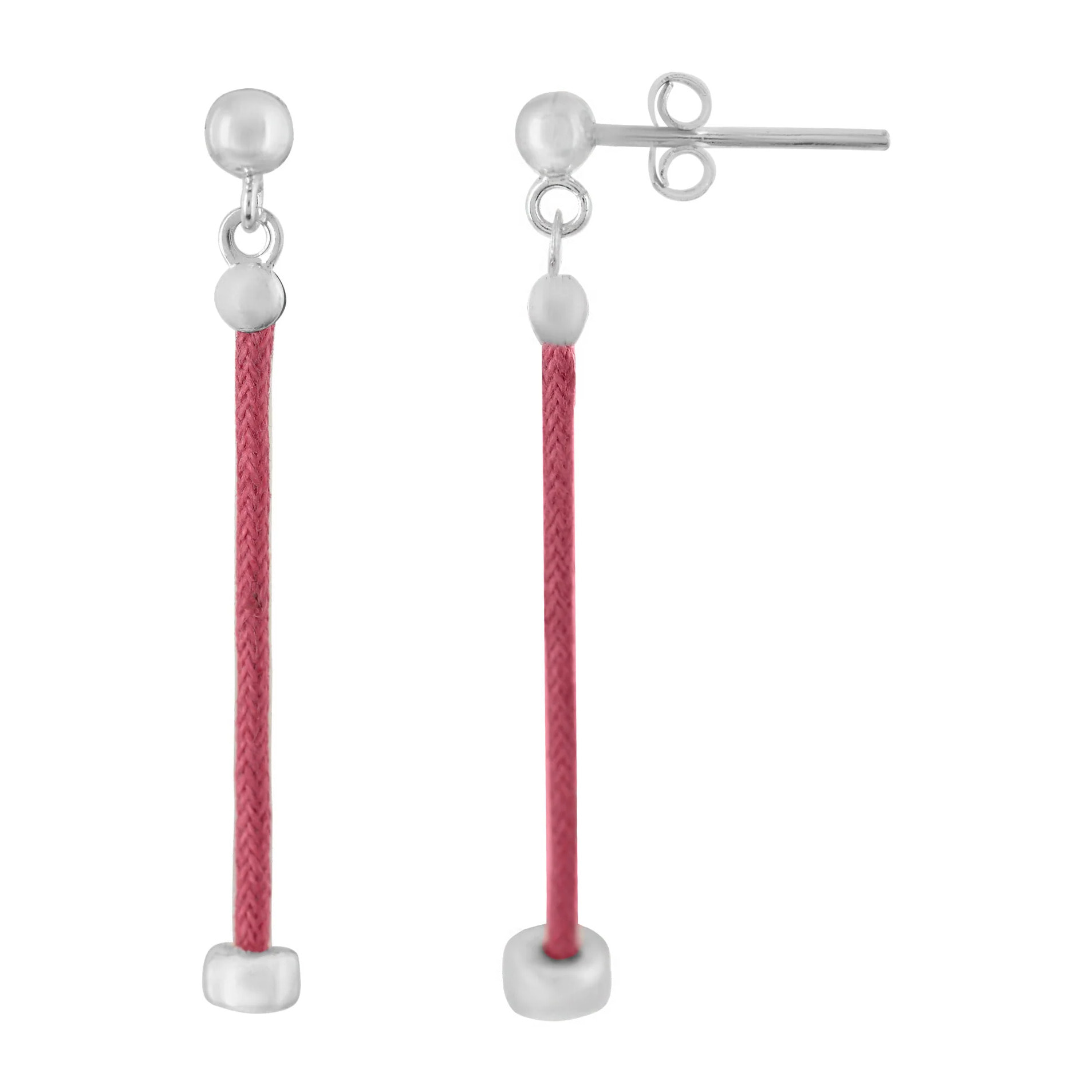 Pendiente plata Infin cordón fuschia plata925