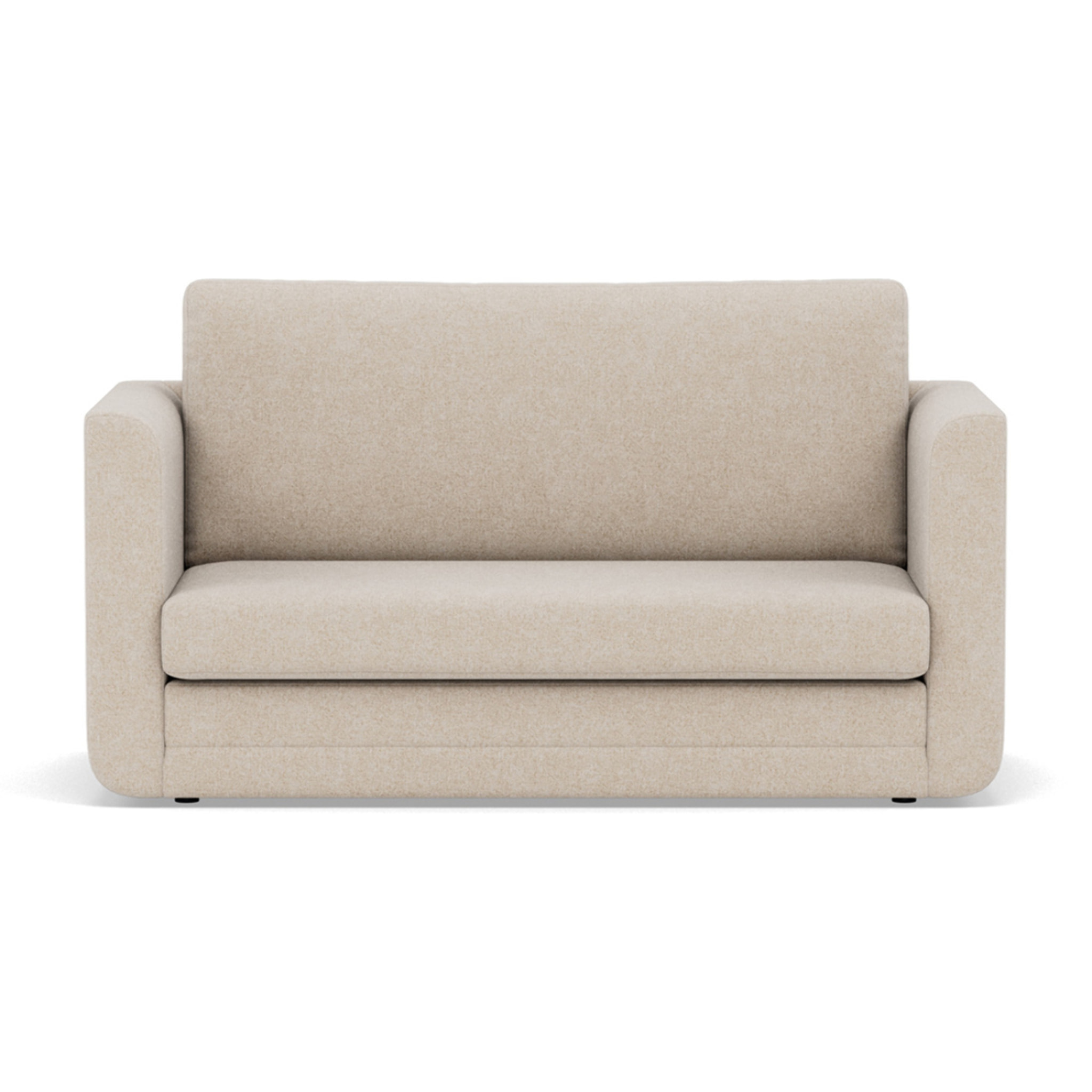 Isana - Canapé 2 places convertible déplimousse avec accoudoirs incurvés en tissu - Beige