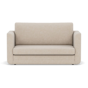 Isana - Canapé 2 places convertible déplimousse avec accoudoirs incurvés en tissu - Beige