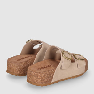 Sandalias de Serraje - Arena - Tacón: 4 cm