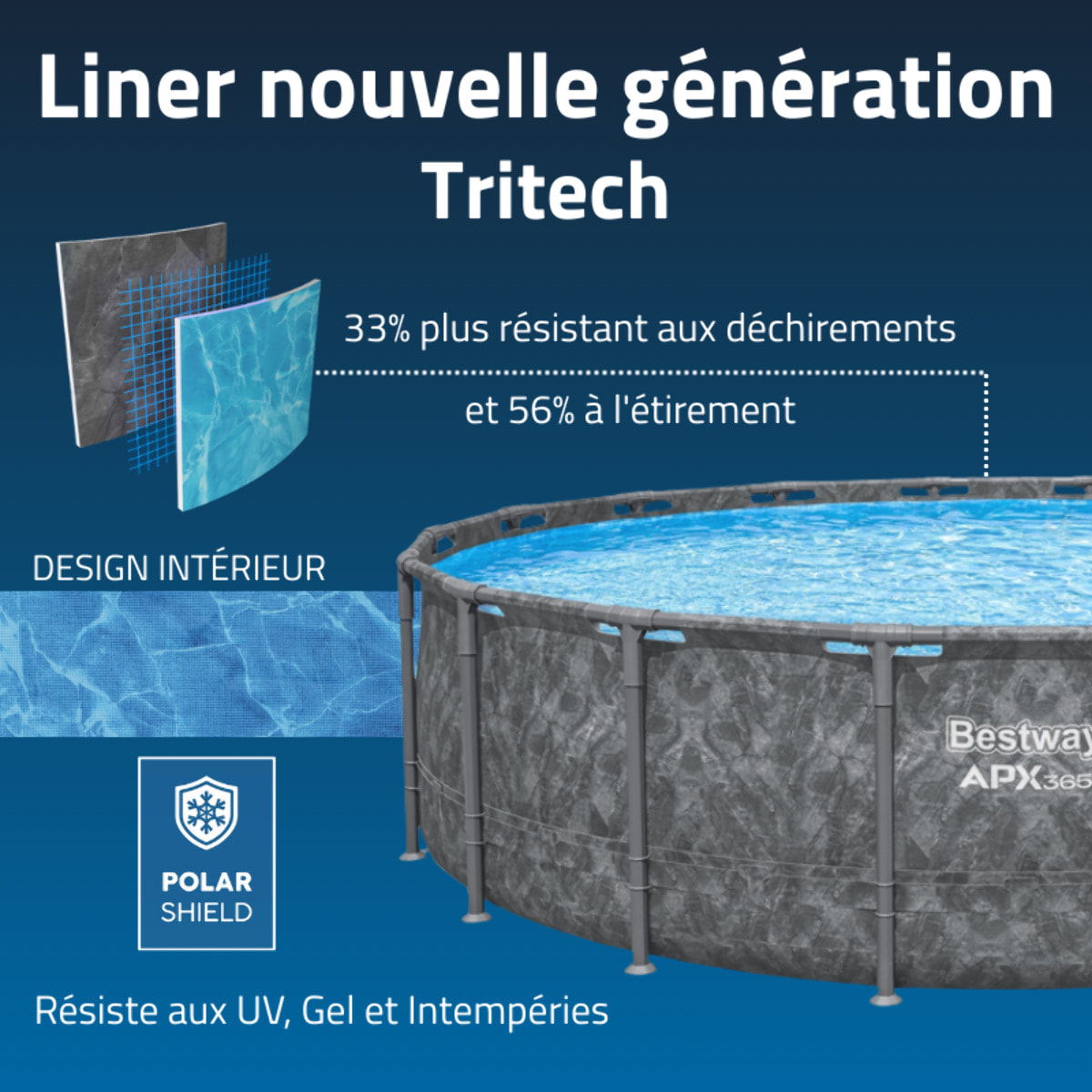 Bestway Piscine hors sol tubulaire ronde Bestway Power Steel APX 365 - 610 x 132 cm gris foncé