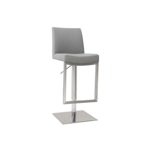 Tabouret de bar relevable gris et acier chromé KYLE