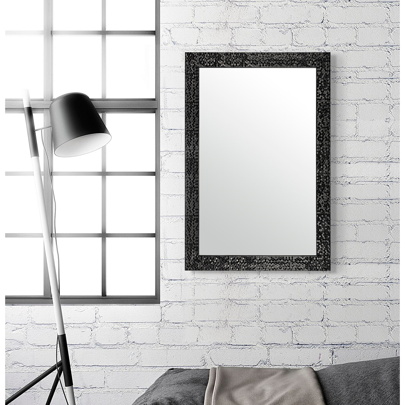 Espejo rectangular Confetti poliestireno negro 103x73x2 cm