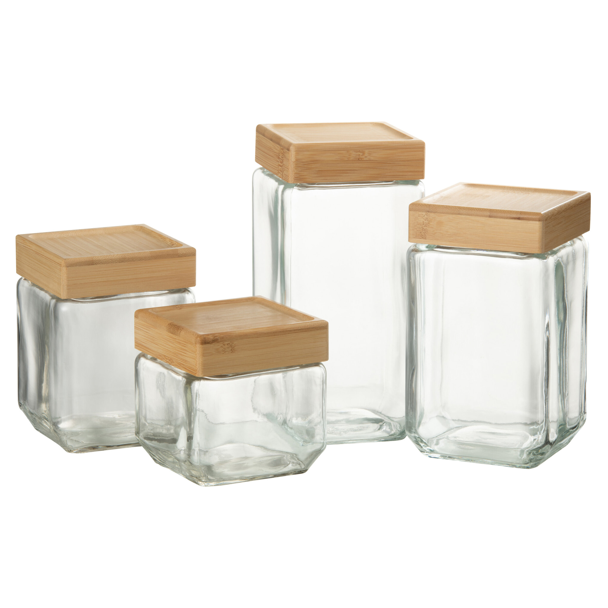 J-Line pot de conservation Louis - verre/bambou - transparent/naturel -  extra large