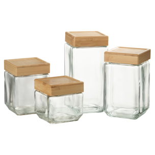 J-Line pot de conservation Louis - verre/bambou - transparent/naturel -  extra large