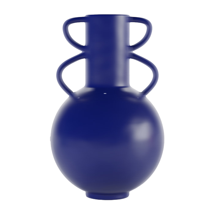 Florence - Vase amphore 4 poignées en céramique bleue
