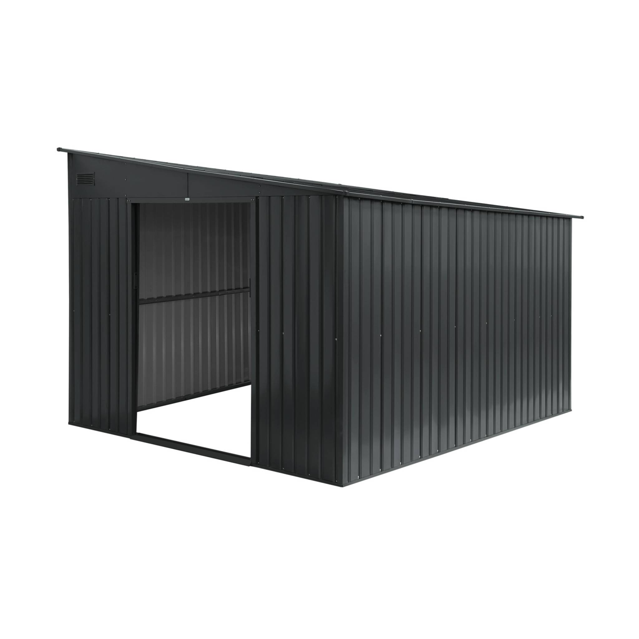 Abri de jardin acier 8.96m² avec kit d'ancrage anthracite L 277.5 x l 322 x H 203 cm - Ornay