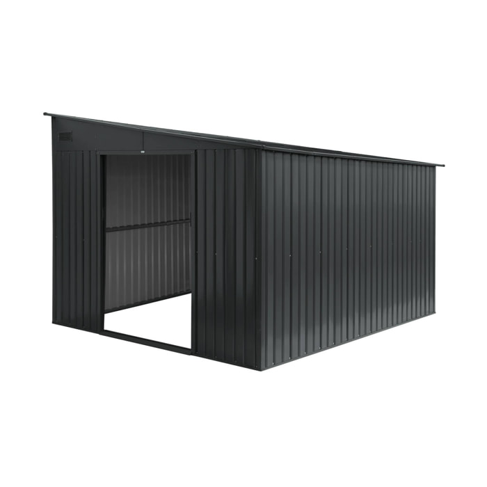 Abri de jardin acier 8.96m² avec kit d'ancrage anthracite L 277.5 x l 322 x H 203 cm - Ornay