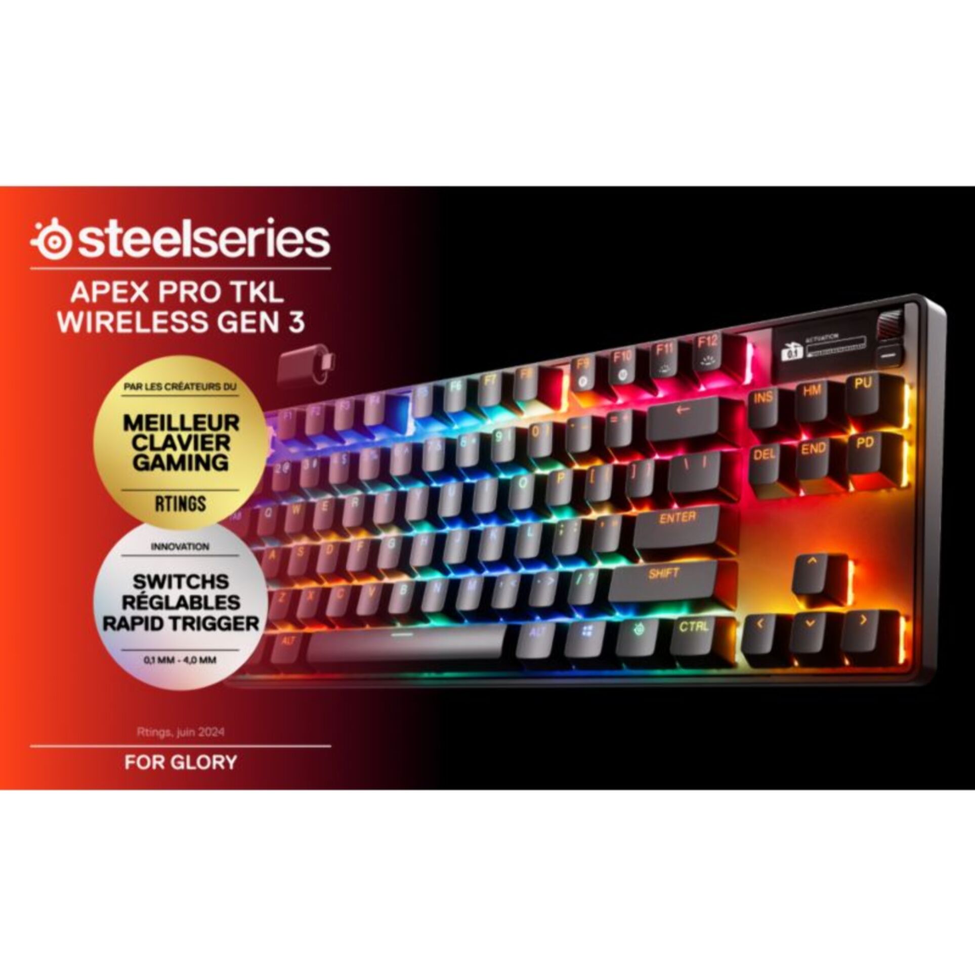 Clavier gamer sans fil STEELSERIES APEX PRO TKL WL Gen 3 - FR