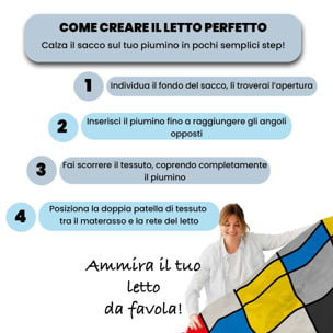 PARURE COPRIPIUMINO SOGNI D'AUTORE, Stampa Digitale, 100% Cotone, Made in Italy - 67